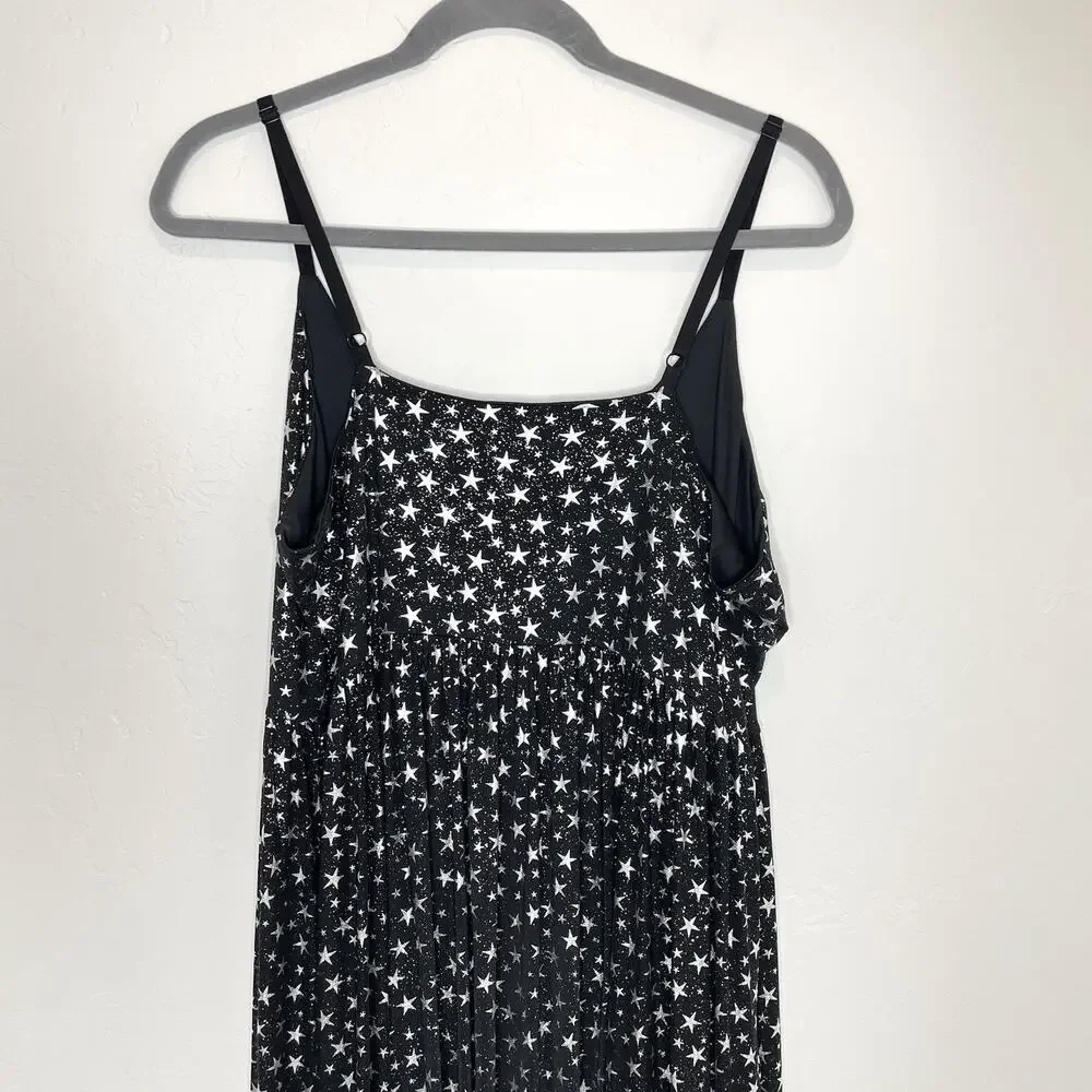 Cosmic Aura Star Silver Foil Mesh Tiered Maxi Dress Womens Plus 4X Whimsigoth 4 - Picture 8 of 11